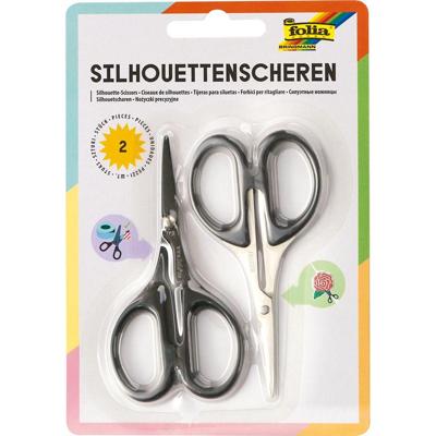 Folia silhouetschaar, ft 10,5 cm, scherpe punt, zwart, blister van 2 stuks