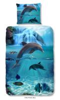 Good Morning Kinderdekbedovertrek "dolfijnen" - Blauw - (140x200/220 cm) - Katoen - thumbnail