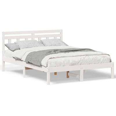 Bedframe Wit Massief grenenhout