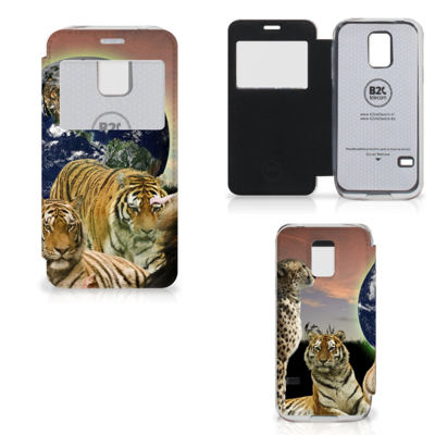 Samsung Galaxy S5 Mini Telefoonhoesje met Pasjes Roofdieren