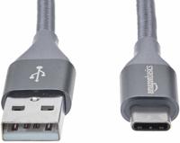 Amazon Basics Snellaadkabel, USB-C naar USB-A 2.0, omwikkeld met nylon vlecht, 480 MBit/s, USB-IF-gecertificeerd, voor Apple iPhone 15, iPad, Samsung Galaxy, tablets, laptops, 1,8 m, donkergrijs - thumbnail
