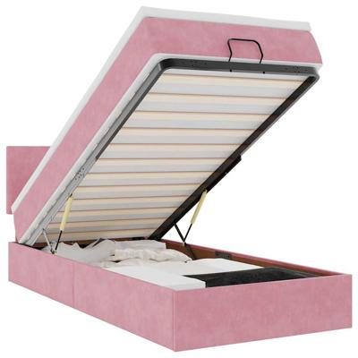 Ottoman bed met matras en LED's 100x200 cm fluweel roze - thumbnail