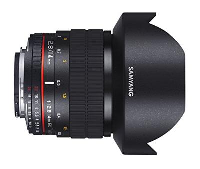 Samyang 14/2,8 objectief DSLR Nikon F AE handmatige focus automatische diafragma fotolens, groothoeklens zwart