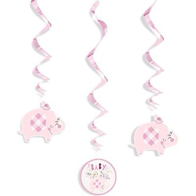 Swirls Hangdecoratie Olifant Roze Geboorte Meisje (3st)