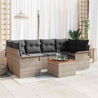 Tuinbankenset met kussen 7 pcs Grijs poly rattan - thumbnail