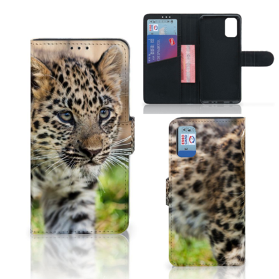 Samsung Galaxy A41 | Telefoonhoesje | Met pasjeshouder | Baby Luipaard