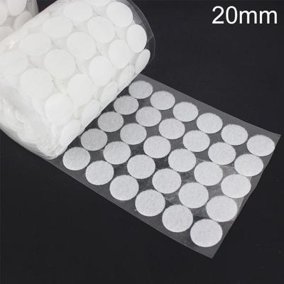 1000 stuks 20mm ronde nylon zelfklevende haak en lus Bevestiger (wit)
