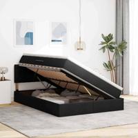 Opbergbed met matras met matras Zwart 140 x 190 cm Bewerkt hout - thumbnail
