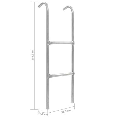 VidaXL Trampolineladder met 2 sporten 102,6 cm staal zilverkleurig VidaXL Trampolineladder met 2 sporten 102,6 cm staal zilverkleurig
