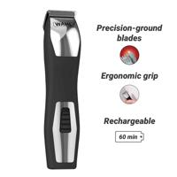 Baardtrimmer - WAHL - GROOMSMAN PRO - 2,4 V - 6 kammen - Batterijduur: 60 min - Zwart / Zilver - thumbnail