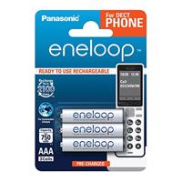 Panasonic BK-4MCCE/3DE eneloop, Ready-to-Use Ni-MH accu, AAA Micro, 3 stuks, min. 750 mAh, 2100 laadcycli, geringe zelfontlading, voor draadloze telefoon (DECT), oplaadbare batterij,3er Pack DECT,Wit - thumbnail