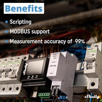 Shelly Pro 3EM 400A Elektriciteitsmeter Bluetooth, WiFi