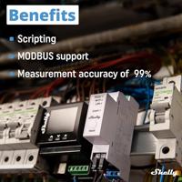 Shelly Pro 3EM 400A Elektriciteitsmeter Bluetooth, WiFi - thumbnail
