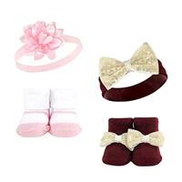 Hudson Baby Infant Girl Headband and Socks Set, Flower, 0-9 Months - thumbnail