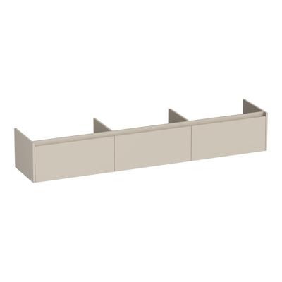 Brauer Embrace - Onderkast - 220 cm - met 3 Softclose Lades Greeploos en 0 cm - Sifon Uitsparingen - Mat Beige