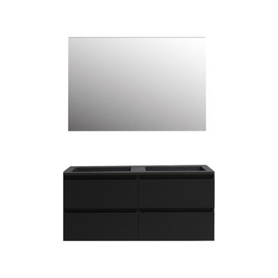 Badkamermeubel BWS Pepper Acryl Wastafel Mat Zwart Incl Spiegel Zonder Kraangat 120x55x46 cm Mat Zwart Badkamermeubel BWS Pepper Acryl Wastafel Mat Zwart Incl Spiegel Zonder Kraangat 120x55x46 cm Mat Zwart