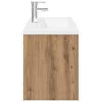 Wastafelkast met ingebouwde wasbak hout artisanaal eiken - thumbnail