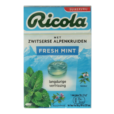 Fresh mint suikervrij doosje 50 Gram Fresh mint suikervrij doosje 50 Gram