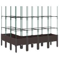 Plantenbak met latwerk 160x120x142,5 cm polypropeen bruin - thumbnail