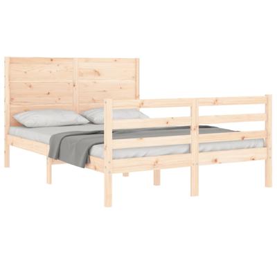 Bedframe met hoofdbord massief hout 160x200 cm