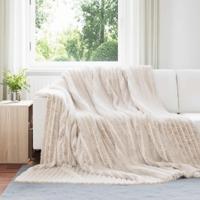 VidaXL Gooi deken beige 240 x 220 cm fleece - thumbnail