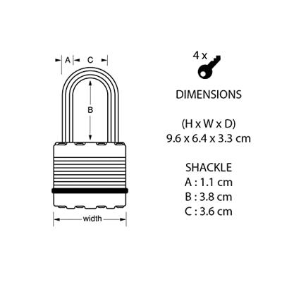 Masterlock Hangslot, volmessing 50 mm - M5EURDCC M5EURDCC