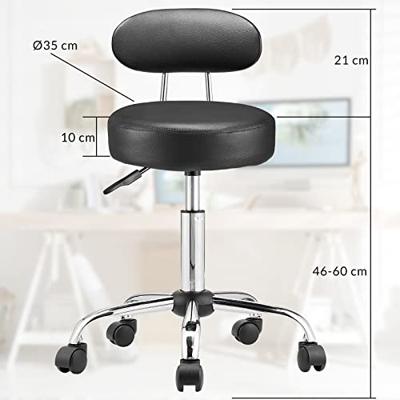 Draaikruk met verchroomd stalen basis + rugleuning zwart