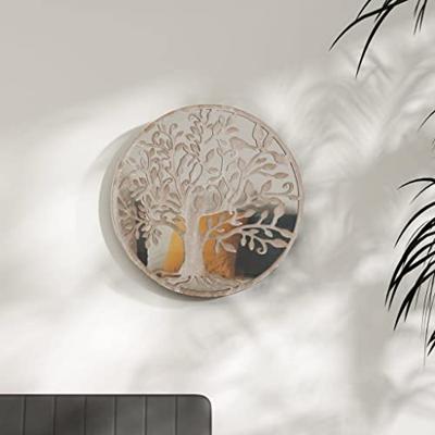 VidaXL Spiegel rond 40x2,5 cm ijzer zandkleurig