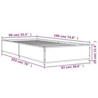 Bedframe bewerkt hout en metaal bruin eikenkleurig 90x190 cm - thumbnail