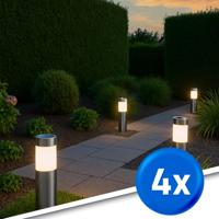 Solar priklamp lucifer rvs padverlichting op zonne-energie (4 stuks) - thumbnail