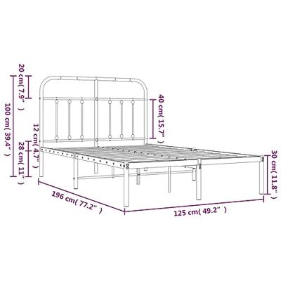 Bedframe met hoofdbord metaal zwart 120x190 cm Bedframe met hoofdbord metaal zwart 120x190 cm