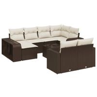 11-delige Loungeset met kussens poly rattan bruin - thumbnail