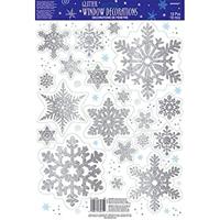Raamdecoratie sneeuwvlokken glitter - thumbnail
