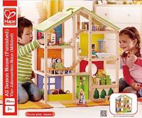 Hape houten 4 seizoenen poppenhuis met meubels - thumbnail