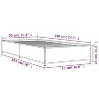 Bedframe bewerkt hout en metaal zwart 90x190 cm - thumbnail