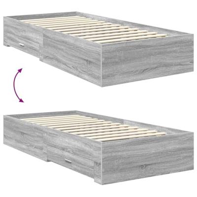 Bedframe met hoofdeinde Grijs Sonoma 90 x 190 cm Bewerkt hout