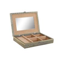 Doos-Juwelenkistje Home ESPRIT Wit Champagne Hout Aluminium 27,5 x 20 x 5,4 cm - thumbnail