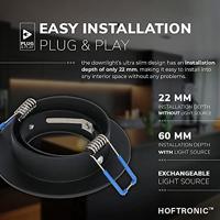 Set van 6 Miro LED inbouwspots - GU10 4 Watt 345 Lumen - 6500K Daglicht wit - Dimbaar - Rond - Kantelbaar - IP20 Voor binnen - Zwart - thumbnail