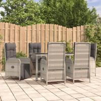 7-delige Tuinset met kussens poly rattan grijs - thumbnail