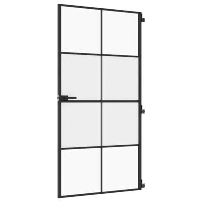 VidaXL Binnendeur smal 102,5x201,5 cm gehard glas en aluminium zwart - thumbnail