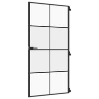 VidaXL Binnendeur smal 102,5x201,5 cm gehard glas en aluminium zwart - thumbnail