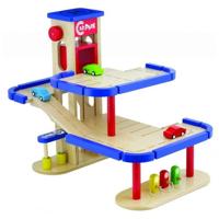 Pintoy houten garage + 3 houten autootjes - thumbnail