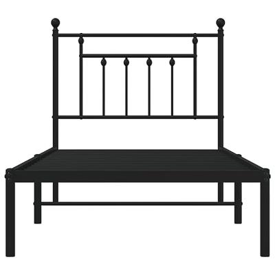 Bedframe met hoofdbord metaal zwart 90x190 cm
