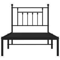 Bedframe met hoofdbord metaal zwart 90x190 cm - thumbnail