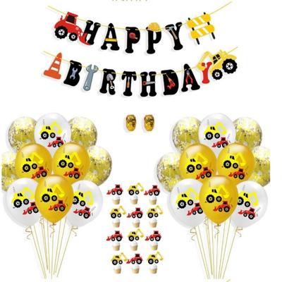 Bouw trekker opblaasbare lucht ballonnen verjaardag graafmachine voertuig banners baby douche Kids jongens Birthday Party Supplies pak: pak acht
