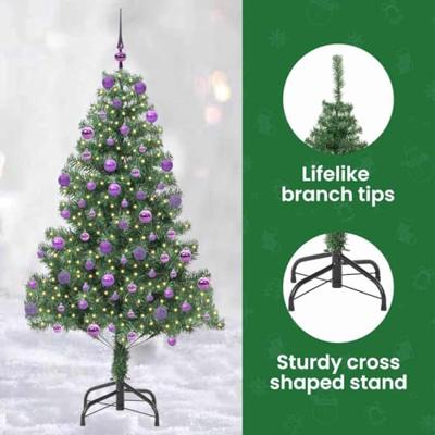 VidaXL Kerstboom met 300 led met standaard groen 210 cm pvc