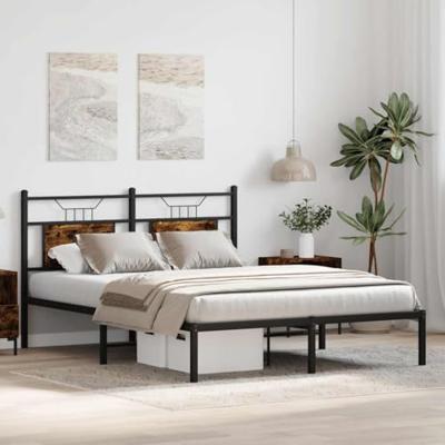 Bedframe zonder matras hout gerookt eikenkleurig 137x190 cm Bedframe zonder matras hout gerookt eikenkleurig 137x190 cm