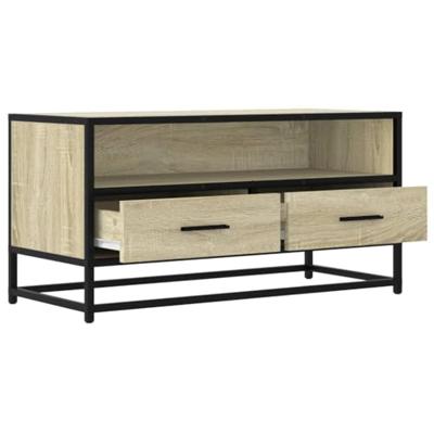 Tv-meubel 80x34,5x40 cm bewerkt hout metaal sonoma eikenkleurig Tv-meubel 80x34,5x40 cm bewerkt hout metaal sonoma eikenkleurig