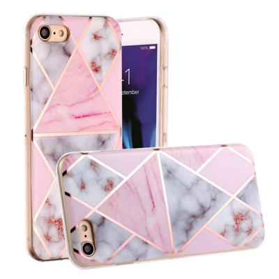 For iPhone 8 & 7 Hot Stamping Geometric Marble IMD Craft TPU Protective Case(Rhombus)