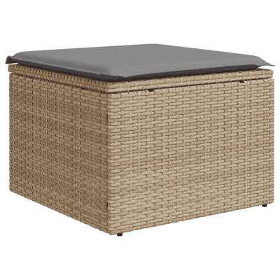 6-delige Loungeset met kussens poly rattan beige - thumbnail